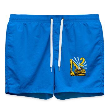 I am 2 - excavator birthday 2 years - Swim Trunks - cobalt blue - Front