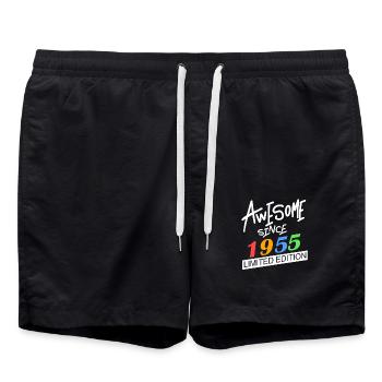 1955 - Jahrgang 1955 - Fantastisch seit 1955 - Badeshorts - Schwarz - Vorne - AI Model Male 185 light (185cm)