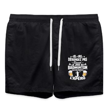 Ne me dérangez pas quand je joue au badminton - Short de bain - noir - Devant - AI Model Male 185 light (185cm)