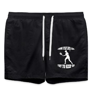 Tennis Mädchen Tennisverein Frau Tennisspielerin - Badeshorts - Schwarz - Vorne - AI Model Male 185 light (185cm)