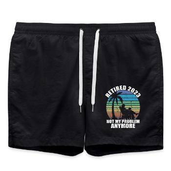 Retired 2023 Retirement Gift For Men & Women Funny - Swim Trunks - black - Front - AI Model Male 185 light (185cm)