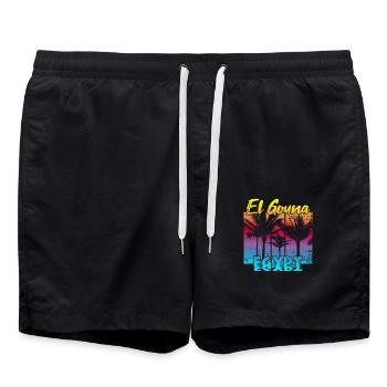 Vintage El Gouna Egypt Sonnenuntergang - Badeshorts - Schwarz - Vorne - AI Model Male 185 light (185cm)
