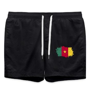 Kamerun Flagge Grunge Kamerun Fahne - Badeshorts - Schwarz - Vorne - AI Model Male 185 light (185cm)
