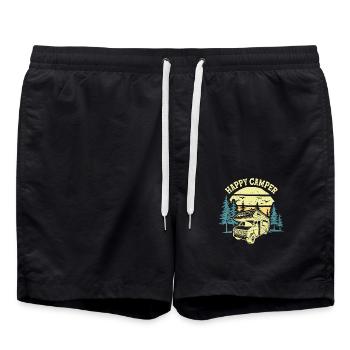 Happy Camper Campeur Heureux Camping Car Caravane - Short de bain - noir - Devant - AI Model Male 185 light (185cm)