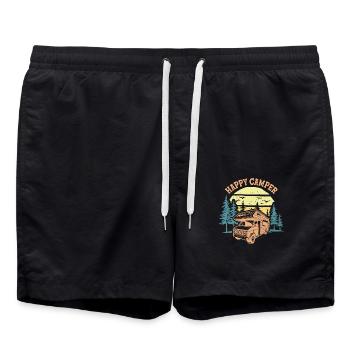 Happy Camper Campeur Heureux Camping Car Caravane - Short de bain - noir - Devant - AI Model Male 185 light (185cm)