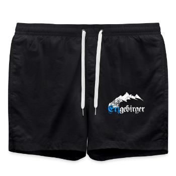 Erzgebirge Heimat Liebe Wandern - Badeshorts - Schwarz - Vorne - AI Model Male 185 light (185cm)