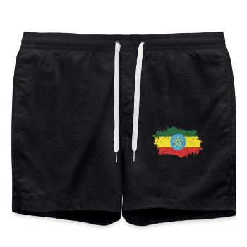 Drapeau éthiopien Grunge Drapeau éthiopien - Short de bain - noir - Devant - AI Model Male 185 light (185cm)