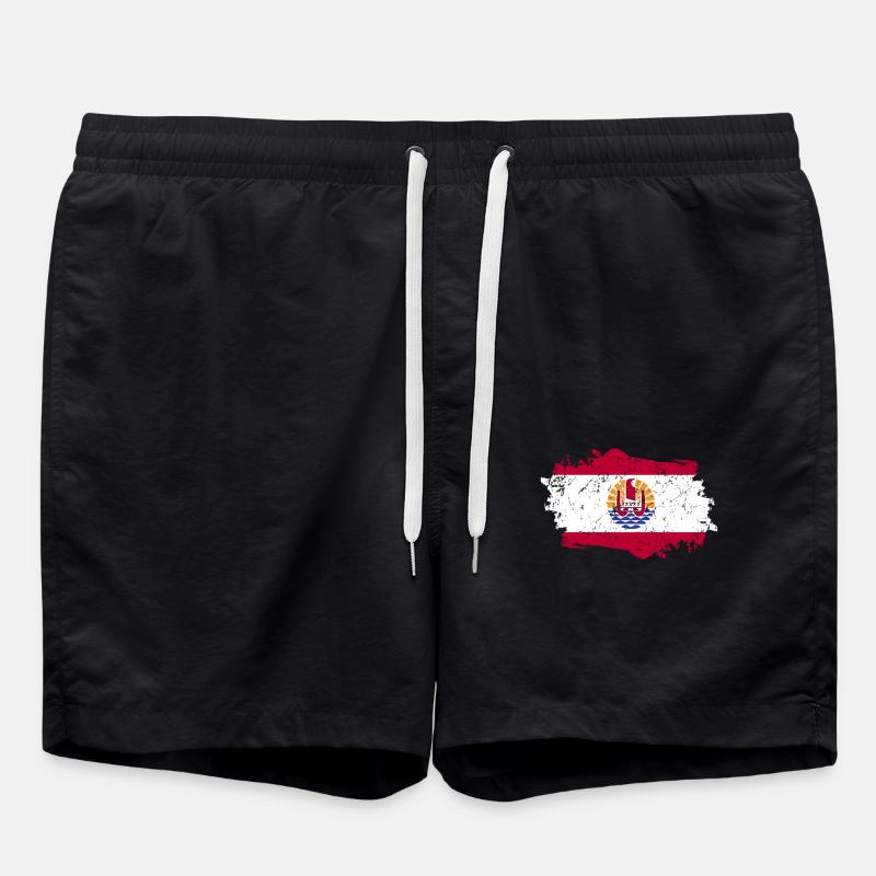 French Polynesia Flag - Swim Trunks - black