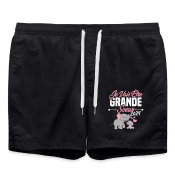 Je Vais Être Grande Sœur 2024, Annonce Grossesse - Short de bain - noir - Devant - AI Model Male 185 light (185cm)