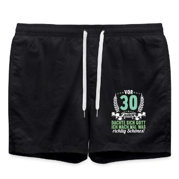 Vor 30 Jahren dachte Gott Schönes 30 Geburtstag - Badeshorts - Schwarz - Vorne - AI Model Male 185 light (185cm)
