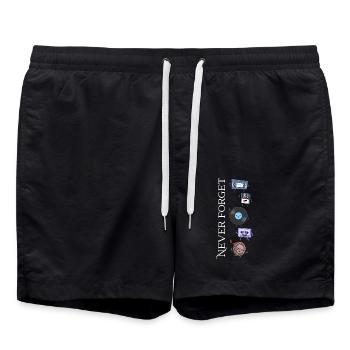 Schallplatte und Freunde - Never Forget - Badeshorts - Schwarz - Vorne - AI Model Male 185 light (185cm)