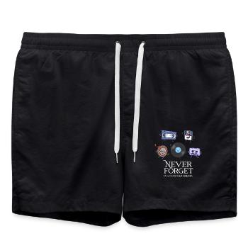 Gute alte retro Freunde - Never Forget - Badeshorts - Schwarz - Vorne - AI Model Male 185 light (185cm)