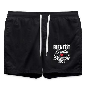 Bientôt Cousin Décembre 2022, Annonce Grossesse - Short de bain - noir - Devant - AI Model Male 185 light (185cm)