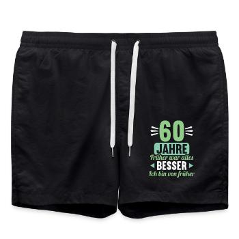 Früher war alles besser 60 Jahre 60 Geburtstag - Badeshorts - Schwarz - Vorne - AI Model Male 185 light (185cm)