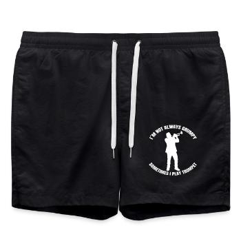Trompette Musique Drôle Dicton Instrument musicien - Short de bain - noir - Devant - AI Model Male 185 light (185cm)
