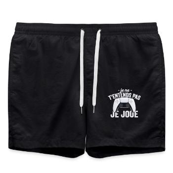 Je Ne T'entends Pas Je Joue Gamer Console Cadeau - Short de bain - noir - Devant - AI Model Male 185 light (185cm)