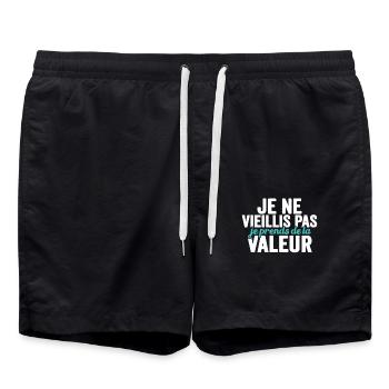 Je Ne Vieillis Pas Je Prends De La Valeur Retraite - Short de bain - noir - Devant - AI Model Male 185 light (185cm)
