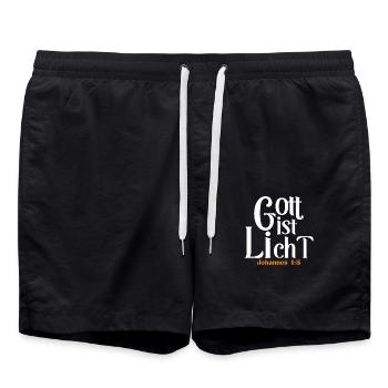 Bibel Zitat Vers Christ Christlich Bibelvers - Badeshorts - Schwarz - Vorne - AI Model Male 185 light (185cm)