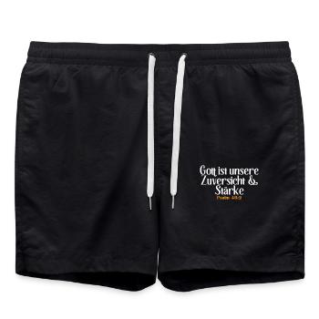 Bibel Zitat Vers Christ Christlich Bibelvers - Badeshorts - Schwarz - Vorne - AI Model Male 185 light (185cm)