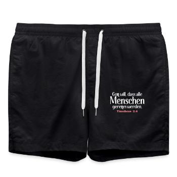 Bibel Zitat Vers Christ Christlich Bibelvers - Badeshorts - Schwarz - Vorne - AI Model Male 185 light (185cm)