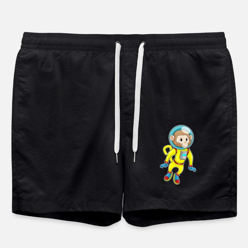 Affe als Astronaut - Badeshorts - Schwarz