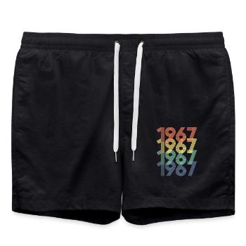 Cool Retro 1967, 55 Years Old, 55th Birthday Gift - Swim Trunks - black - Front - AI Model Male 185 light (185cm)