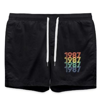 Cool Retro 1987, 35 Jahre alt, Geschenk zum 35. Geburtstag - Badeshorts - Schwarz - Vorne - AI Model Male 185 light (185cm)
