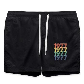 Cool Retro 1977, 45 ans, cadeau de 45e anniversaire - Short de bain - noir - Devant - AI Model Male 185 light (185cm)