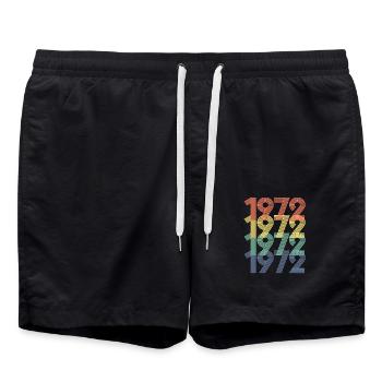 Cool Retro 1972, 50 Years Old, 50th Birthday Gift - Swim Trunks - black - Front - AI Model Male 185 light (185cm)