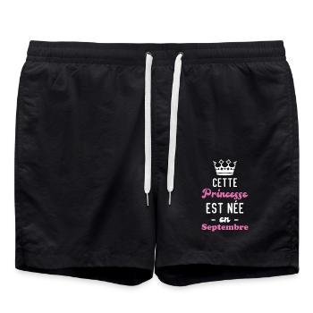 Cette princesse est née en septembre - Short de bain - noir - Devant - AI Model Male 185 light (185cm)