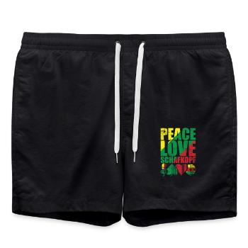 Peace Love Schafkopf Kartenspiel Spielkarte - Badeshorts - Schwarz - Vorne - AI Model Male 185 light (185cm)
