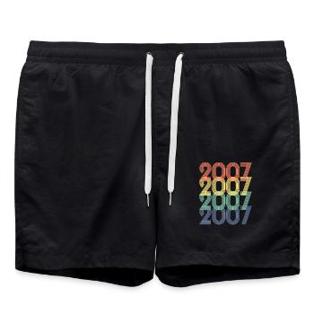 Cool Retro 2007, 16 Years Old, 16th Birthday Teens - Swim Trunks - black - Front - AI Model Male 185 light (185cm)