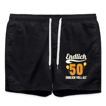 Endlich 50 Jahre endlich voll alt 50 Geburtstag - Badeshorts - Schwarz - Vorne - AI Model Male 185 light (185cm)