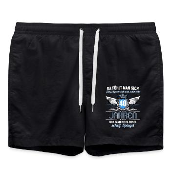 40 Jahre Jung Schön Dynamisch 40 Geburtstag - Badeshorts - Schwarz - Vorne - AI Model Male 185 light (185cm)