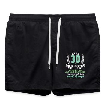 30 Jahre Jung Schön Dynamisch 30 Geburtstag - Badeshorts - Schwarz - Vorne - AI Model Male 185 light (185cm)