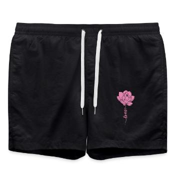 Lotus Flower Plant Flower Lotus Flower Garden - Swim Trunks - black - Front - AI Model Male 185 light (185cm)