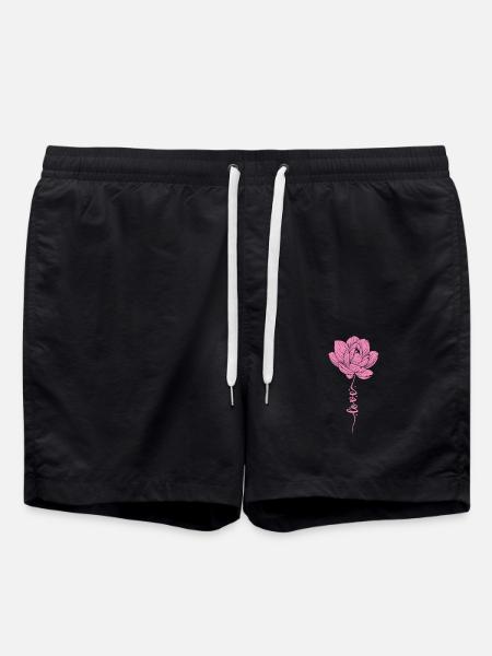 Lotus Flower Plant Flower Lotus Flower Garden - Swim Trunks - black
