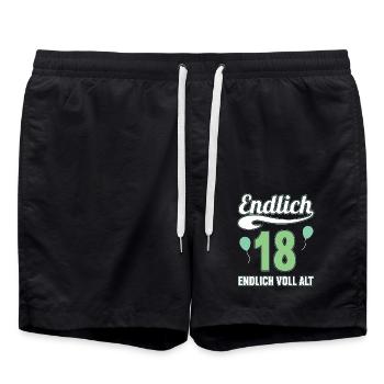 Endlich 18 Jahre endlich voll alt 18 Geburtstag - Badeshorts - Schwarz - Vorne - AI Model Male 185 light (185cm)