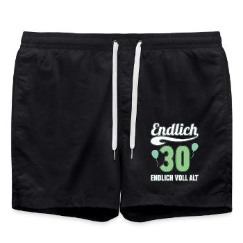 Endlich 30 Jahre endlich voll alt 30 Geburtstag - Badeshorts - Schwarz - Vorne - AI Model Male 185 light (185cm)