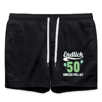 Endlich 50 Jahre endlich voll alt 50 Geburtstag - Badeshorts - Schwarz - Vorne - AI Model Male 185 light (185cm)