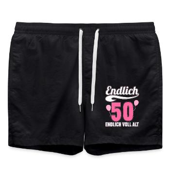 Endlich 50 Jahre endlich voll alt 50 Geburtstag - Badeshorts - Schwarz - Vorne - AI Model Male 185 light (185cm)