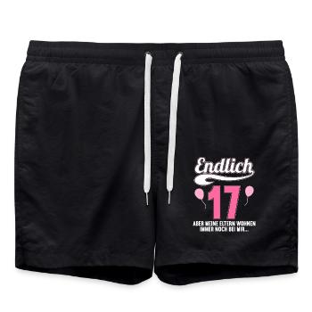 Endlich 17 aber Eltern leben bei mir 17 Geburtstag - Badeshorts - Schwarz - Vorne - AI Model Male 185 light (185cm)