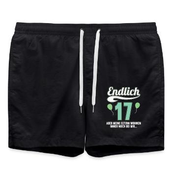 Endlich 17 aber Eltern leben bei mir 17 Geburtstag - Badeshorts - Schwarz - Vorne - AI Model Male 185 light (185cm)
