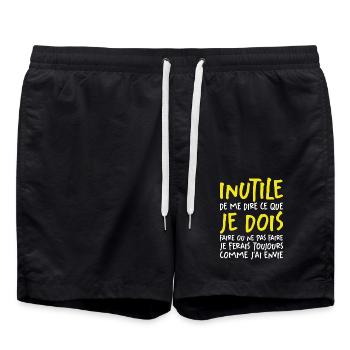 Inutile De Me Dire Ce Que Je Dois Faire - Short de bain - noir - Devant - AI Model Male 185 light (185cm)