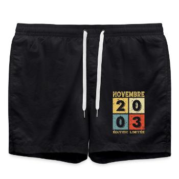 Anniversaire Vintage Idée Cadeau Novembre 2003 - Short de bain - noir - Devant - AI Model Male 185 light (185cm)