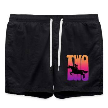 Girl riding, I am 2 years old, children 2. - Swim Trunks - black - Front - AI Model Male 185 light (185cm)