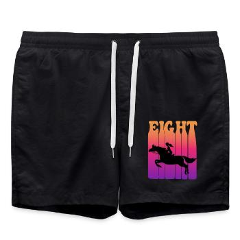 Girl riding, I am 8 years old, children 8. - Swim Trunks - black - Front - AI Model Male 185 light (185cm)