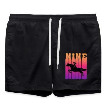 Girl riding, I am 9 years old, children 9. - Swim Trunks - black - Front - AI Model Male 185 light (185cm)