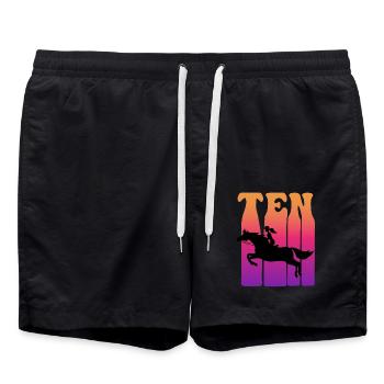 Girl riding, I am 10 years old, children 10. - Swim Trunks - black - Front - AI Model Male 185 light (185cm)