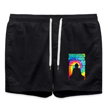 Bouddha Busshisme Statue de Bouddha - Short de bain - noir - Devant - AI Model Male 185 light (185cm)